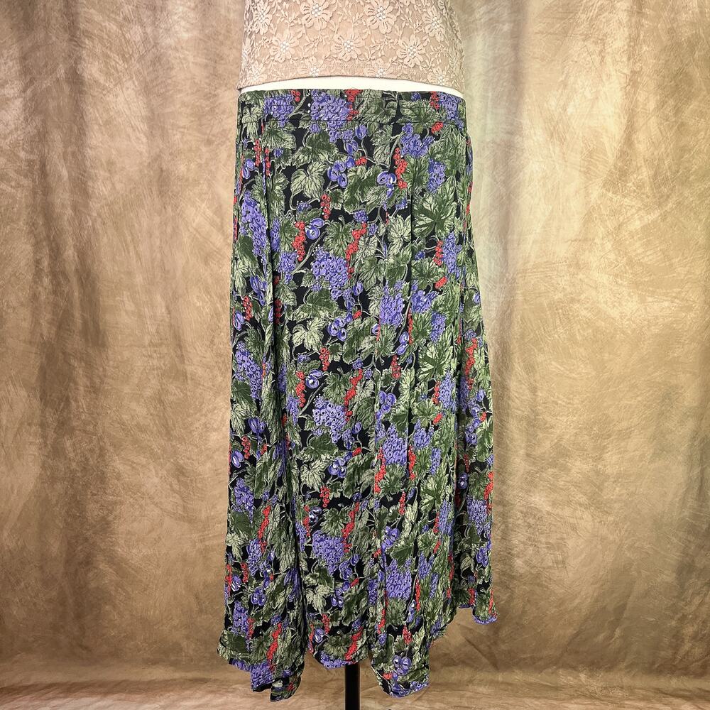 Vintage Boho Fairy Skirt 90s Berry Grape Print Floral Fruit Multicolor Mesh Y2K